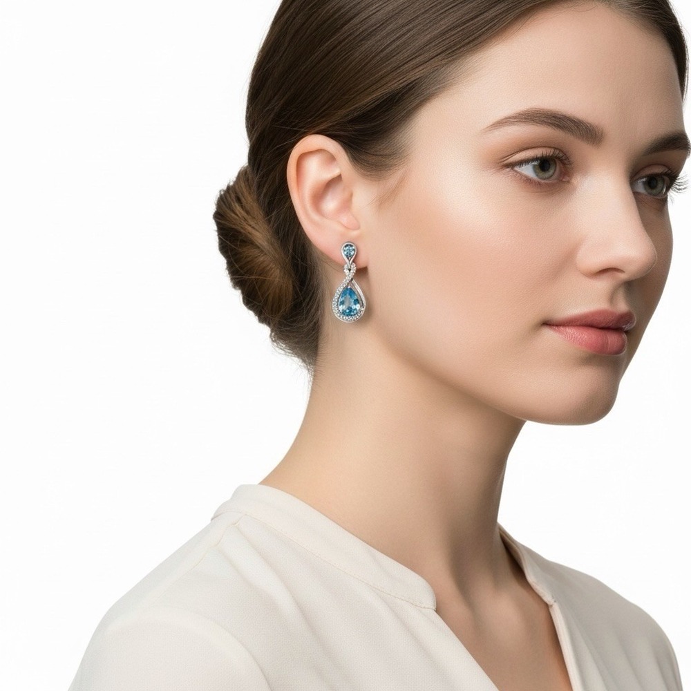 Kay Jewelers Blue Topaz Teardrop Set 925 Sterling Silver Earrings Pendant